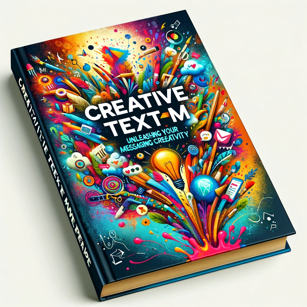 Book cover for 'Creative TextM Prep', featuring a splash of colorful paint, whimsical fonts, and symbols like light bulbs and digital art tools. The color palette is lively and diverse, capturing creativity.